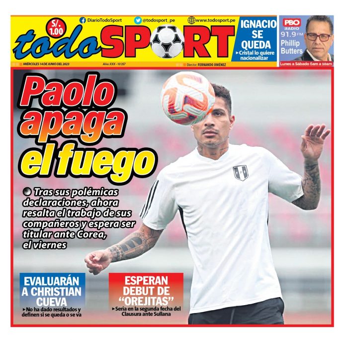 Portada impresa – Diario Todo Sports 14-06-2023