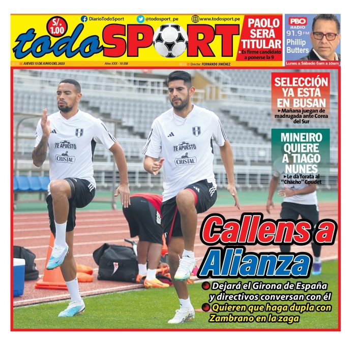 Portada impresa – Diario Todo Sports 15-06-2023