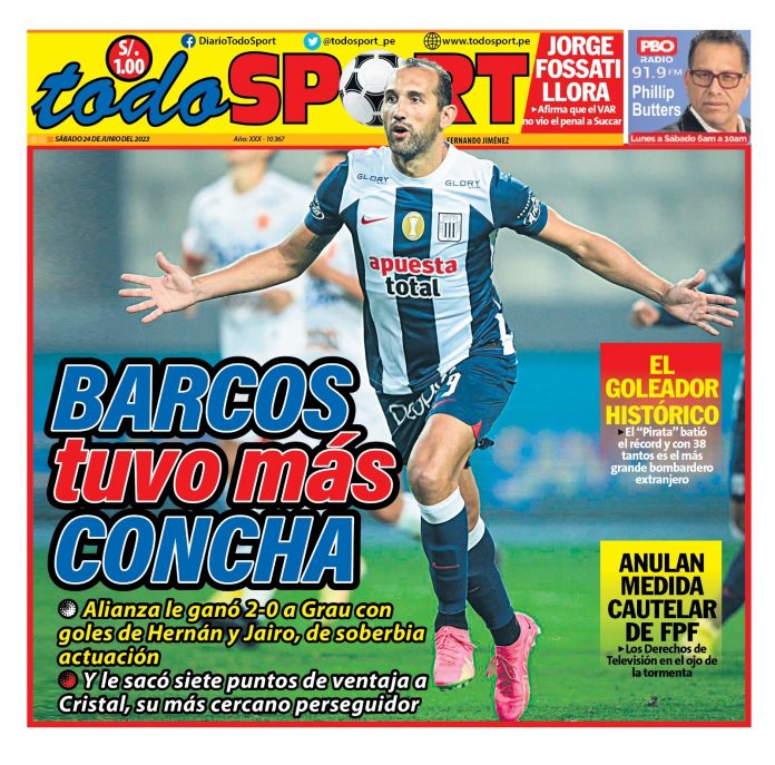 Portada impresa – Diario Todo Sports 24-06-2023