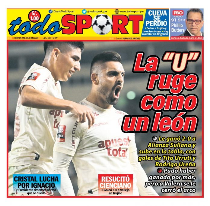 Portada impresa – Diario Todo Sports 04-07-2023