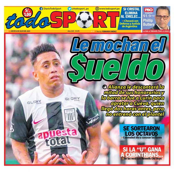 Portada impresa – Diario Todo Sports 06-07-2023