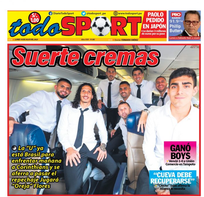 Portada impresa – Diario Todo Sports 10-07-2023