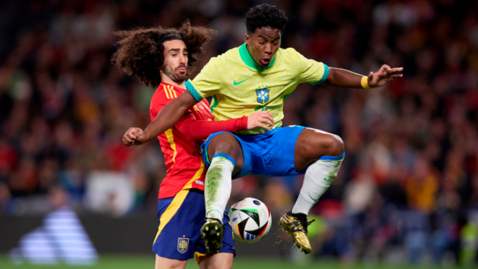 Brasil y España empatan 3-3 en el Santiago Bernabéu.