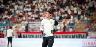Sebastián Britos incomodo tras perder el invicto en el arco de Universitario. Fuente: Libero.