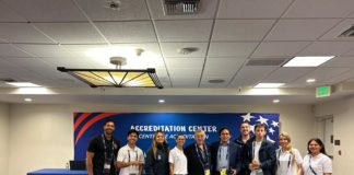 En la foto con Héctor “Elito” Gonzales, nuestro reportero gráfico, Bruno, el joven brasileño de la Conmebol, y el personal que trabaja en el Centro de Prensa, de Los Ángeles