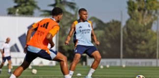 Kylian Mbappé entrenando con Real Madrid