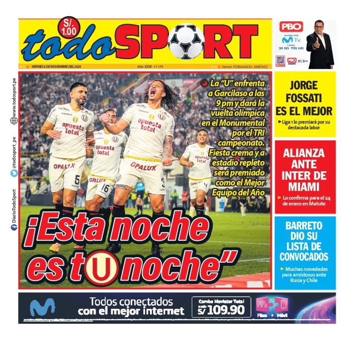 Portada diario Todo sport 07/11/25
