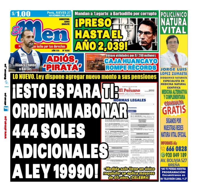 Portada Diario El Men (27/11/2025)