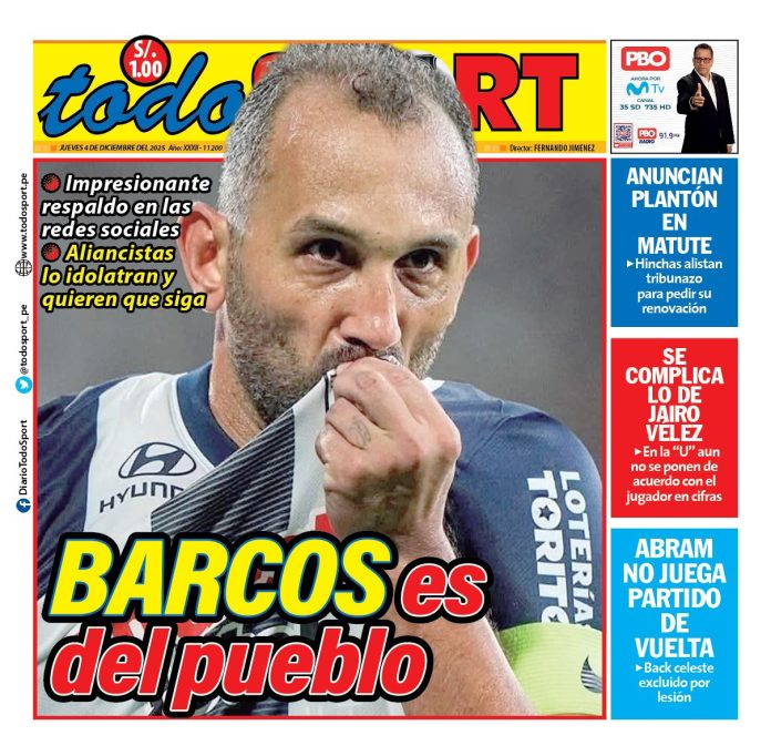 Portada Diario TodoSport (4/12/2025) Portada Diario TodoSport (4/12/2025)