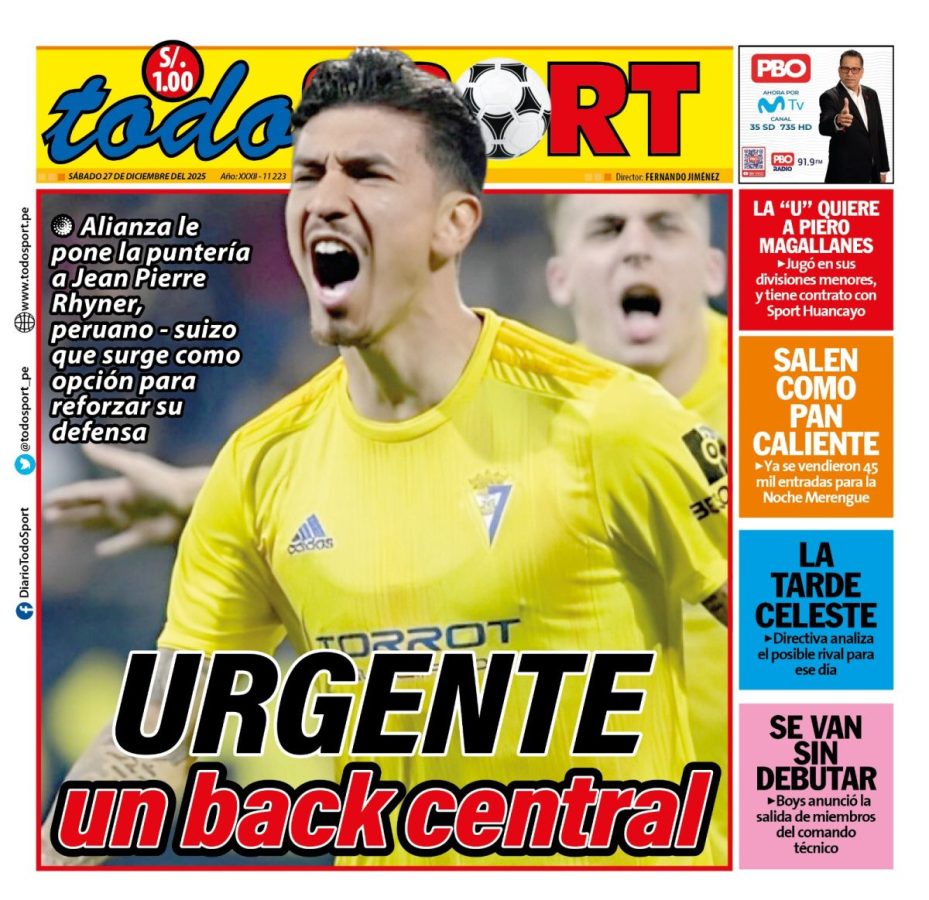 Portada Diario TodoSport (27/12/2025)