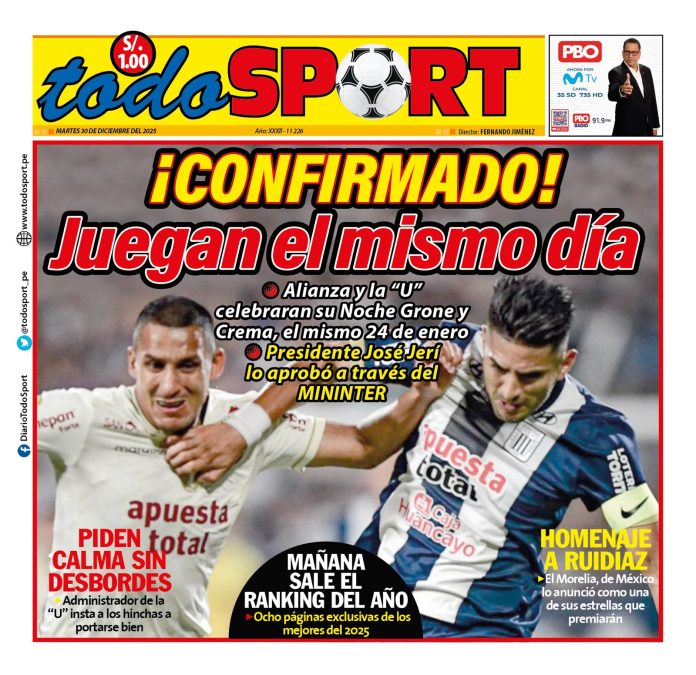 Portada Diario TodoSport (30/12/2025)