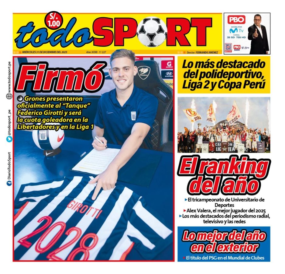 Portada Diario TodoSport (31/12/2025)