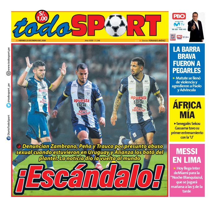 Portada Diario TodoSport (23/01/2026) Portada Diario TodoSport (23/01/2026)