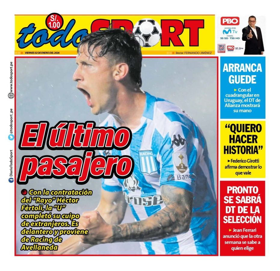 Portada Diario TodoSport (2/1/2026)