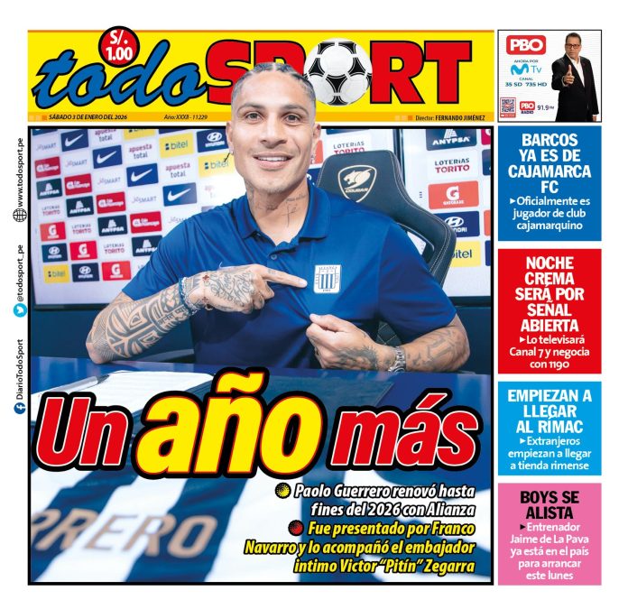 Portada Diario TodoSport (3/1/2026)