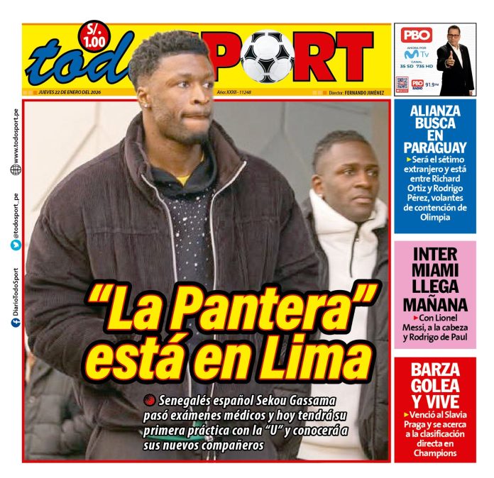 Portada Diario TodoSport (22/01/2026) Portada Diario TodoSport (22/01/2026)