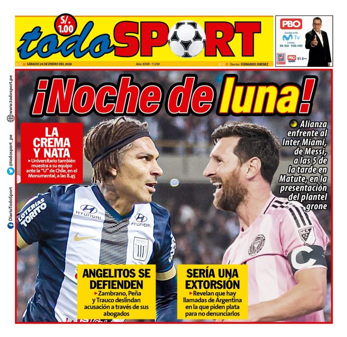 Portada Diario TodoSport (24/01/2026) Portada Diario TodoSport (24/01/2026)