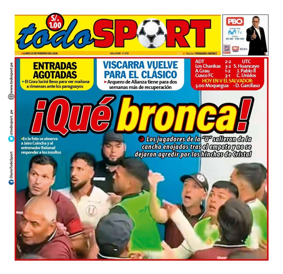 Portada Diario TodoSport (23/02/2026)