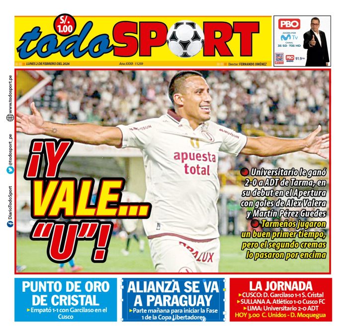 Portada Diario TodoSport (2/02/2026)
