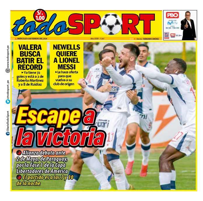 Portada Diario TodoSport (4/02/2026)