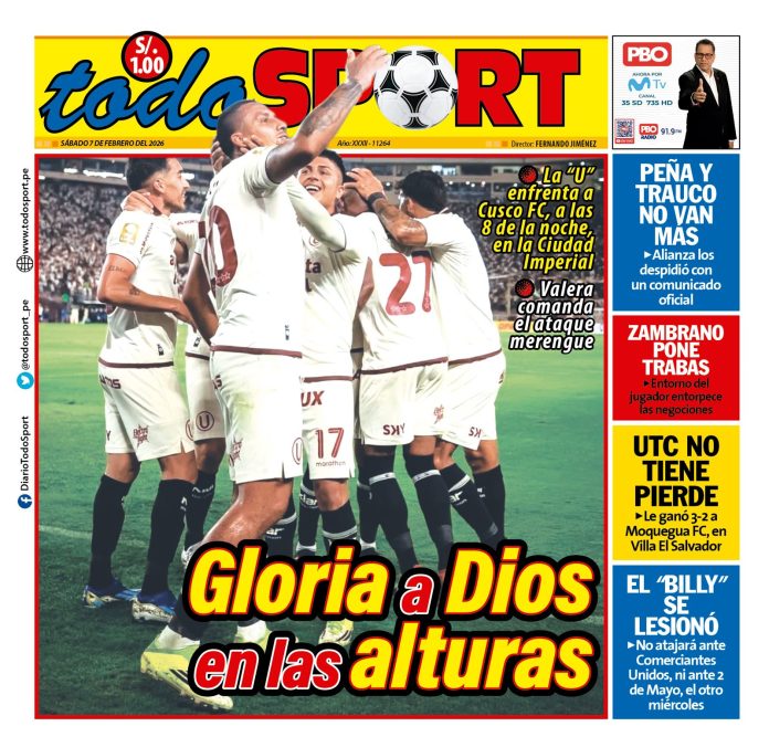 Portada Diario TodoSport (7/02/2026)