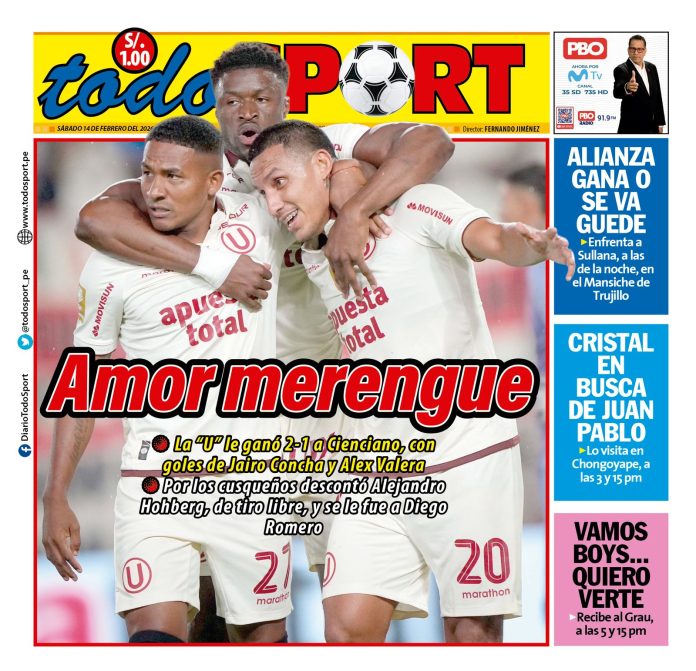 Portada Diario TodoSport (14/02/2026) Portada Diario TodoSport (14/02/2026)