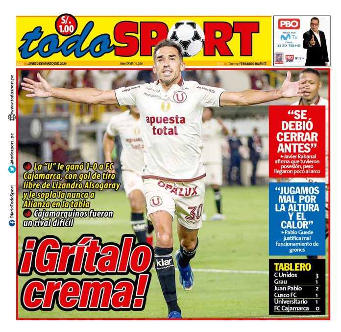Portada Diario TodoSport (2/03/2026)