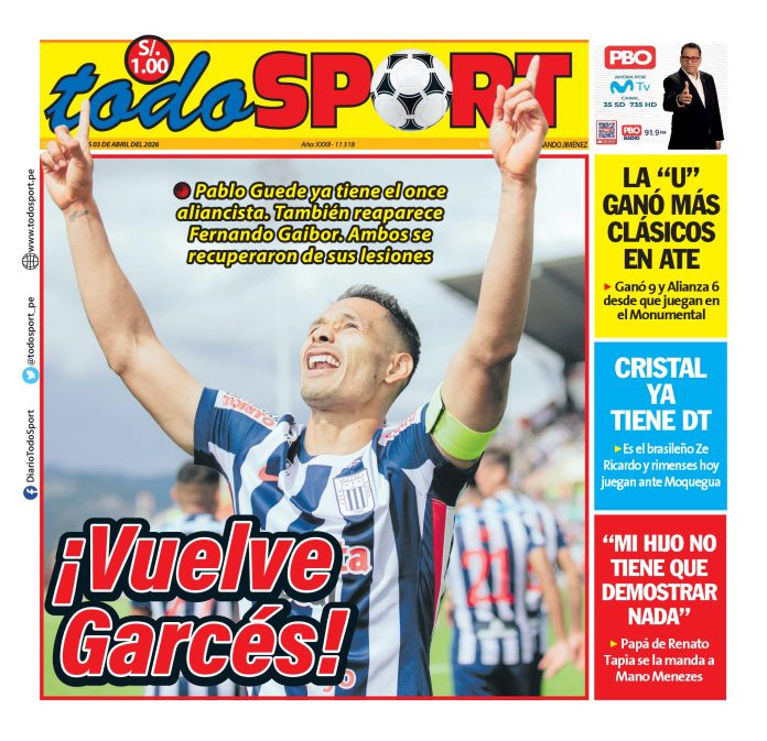 Portada Diario TodoSport (3/04/2026) Portada Diario TodoSport (3/04/2026)