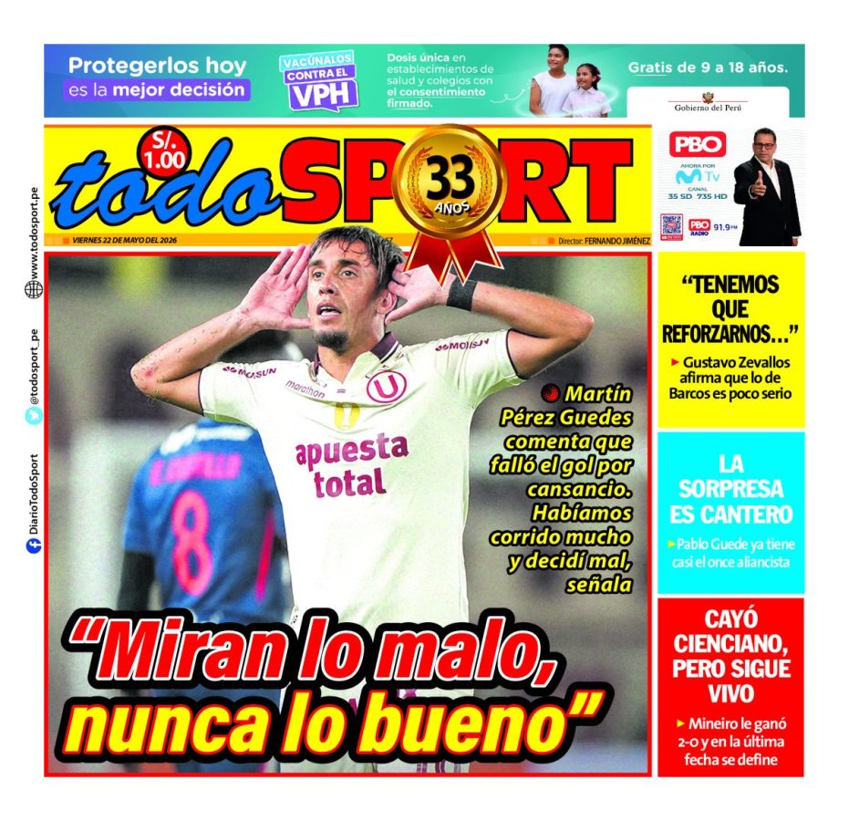 Portada Diario TodoSport (22/05/2026)