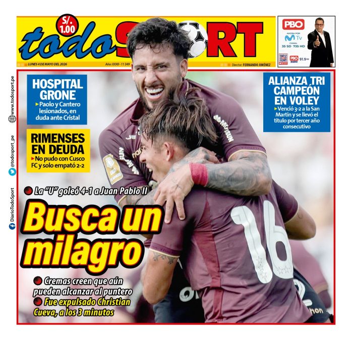 Portada Diario TodoSport (4/05/2026)