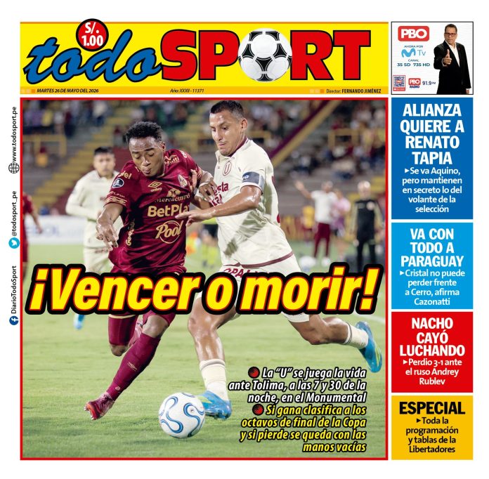 Portada Diario TodoSport (26/05/2026) Portada Diario TodoSport (26/05/2026)