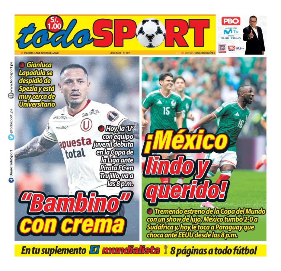 Portada Diario TodoSport (12/06/2026)