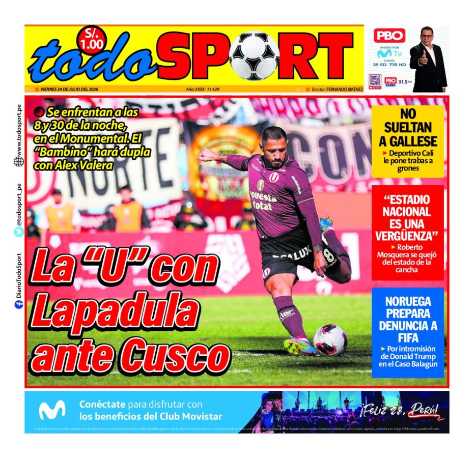 Portada Diario TodoSport (24/07/2026)