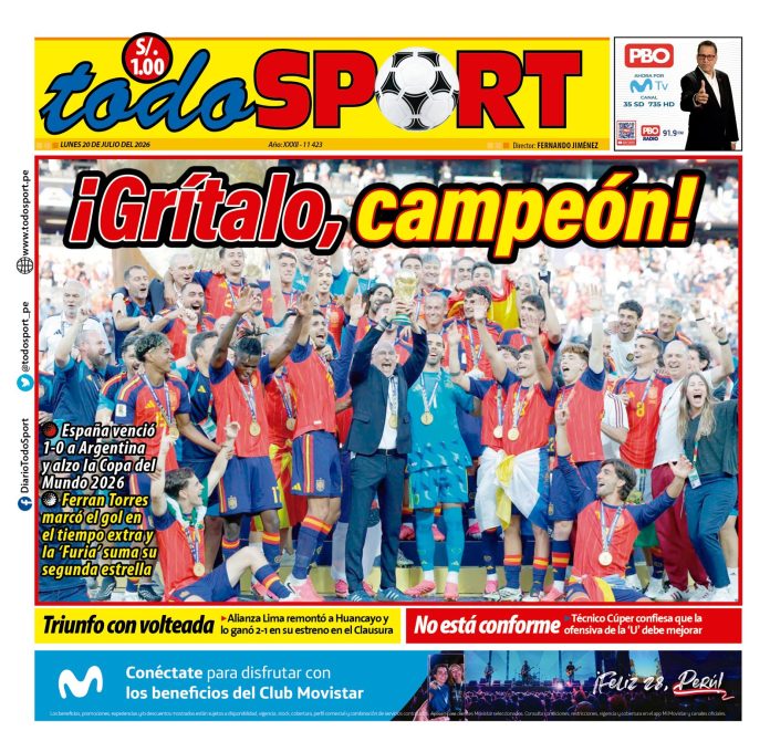 Portada Diario TodoSport (20/07/2026)