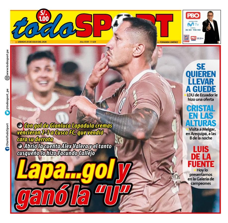 Portada Diario TodoSport (25/07/2026)