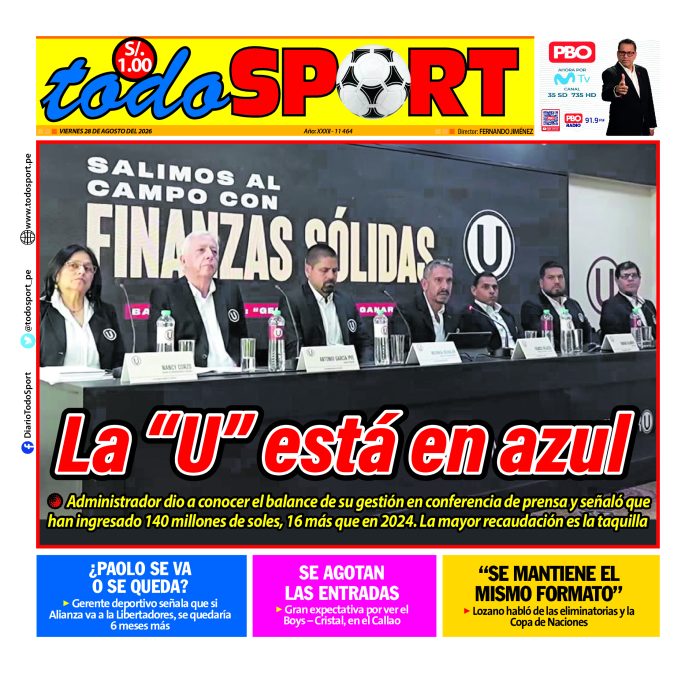 Portada Diario TodoSport (28/08/2026)