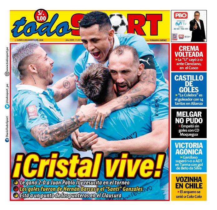 Portada Diario TodoSport (3/08/2026)