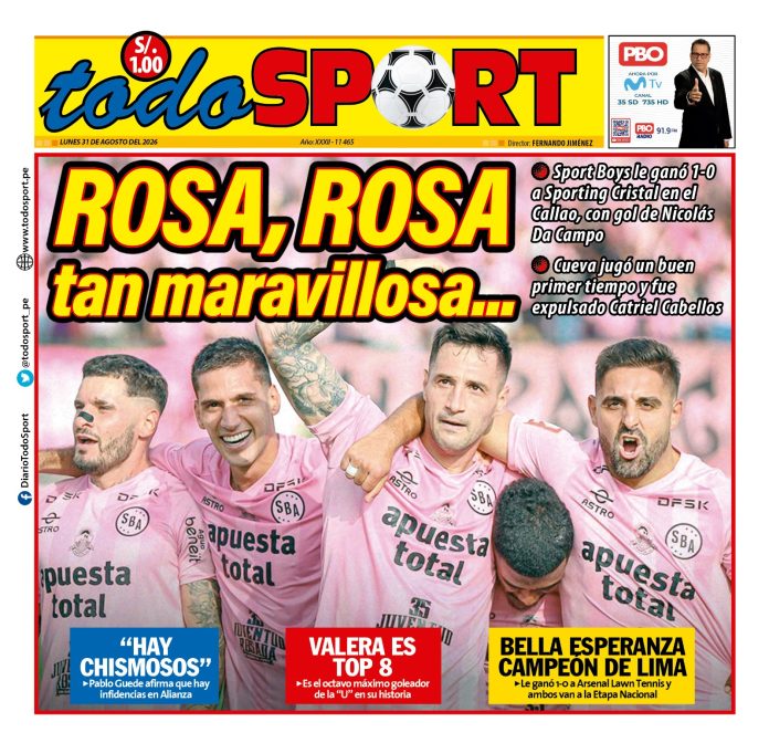 Portada Diario TodoSport (31/08/2026)