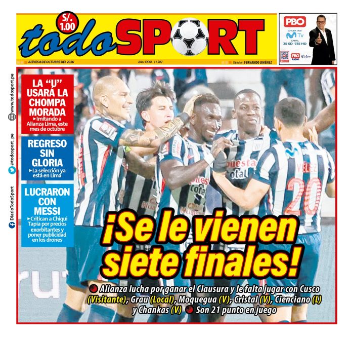 Portada Diario TodoSport (8/10/2026)